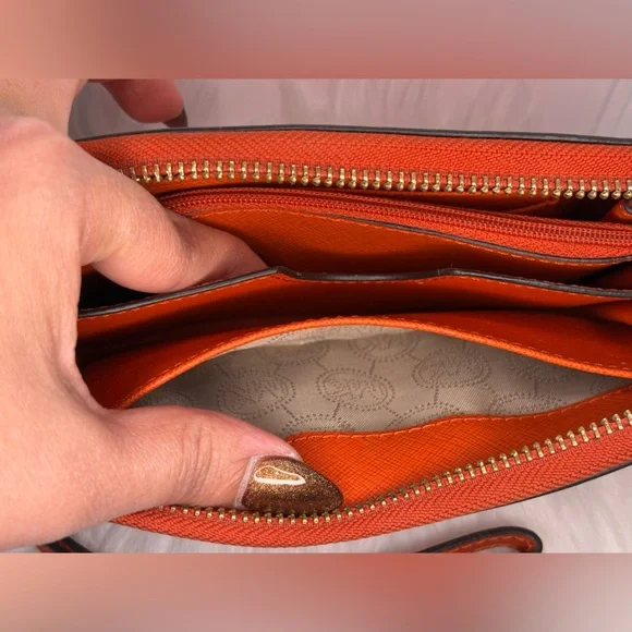 Michael Kors Bold Orange Charlotte Tote And Wallet - Picture 14 of 16